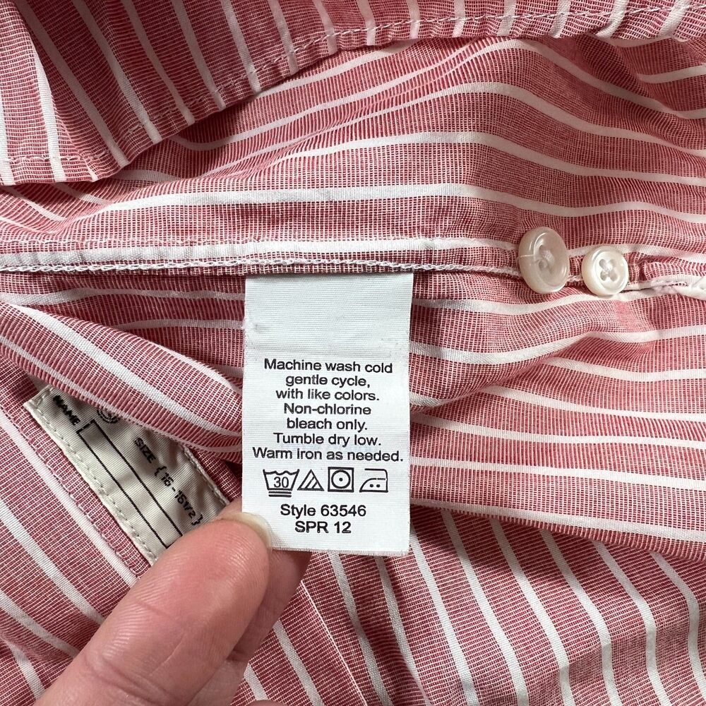 Sewn For J Crew Shirt Mens Large Pink Stripe Button Up 2 Ply Prep Classic - Picture 6 of 13